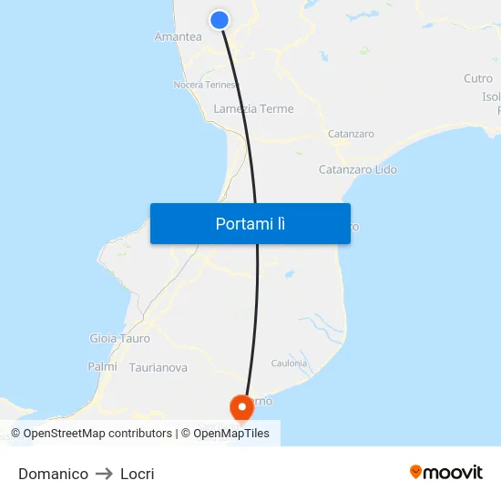 Domanico to Locri map