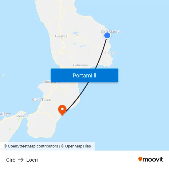 Cirò to Locri map