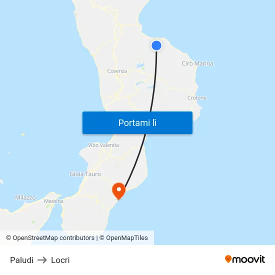 Paludi to Locri map