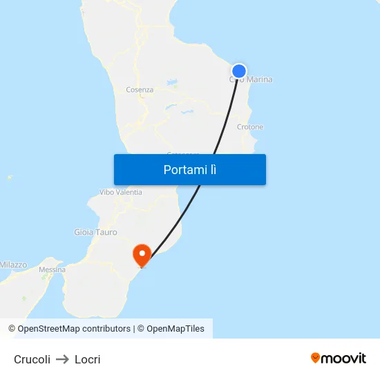 Crucoli to Locri map