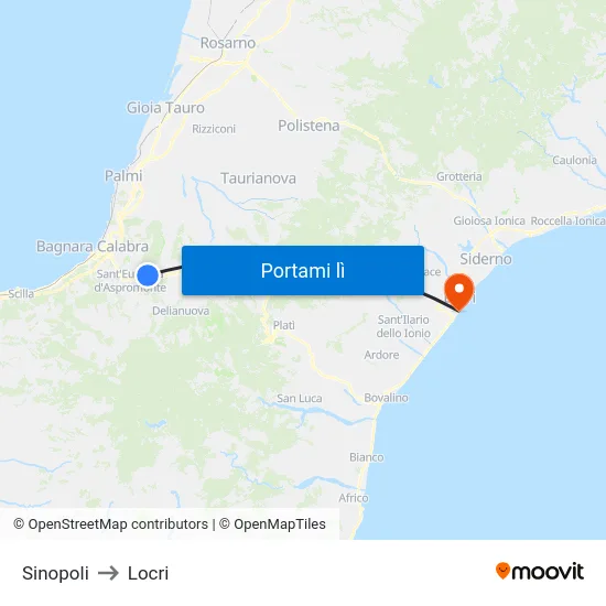 Sinopoli to Locri map
