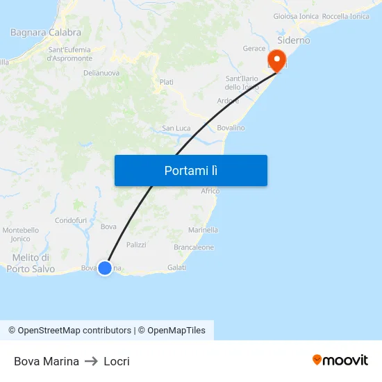 Bova Marina to Locri map