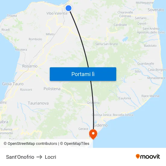 Sant'Onofrio to Locri map