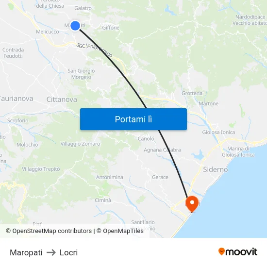 Maropati to Locri map
