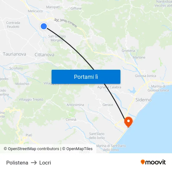 Polistena to Locri map