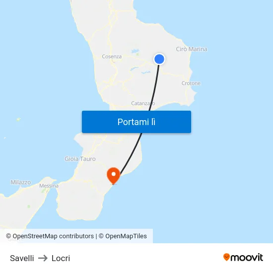 Savelli to Locri map