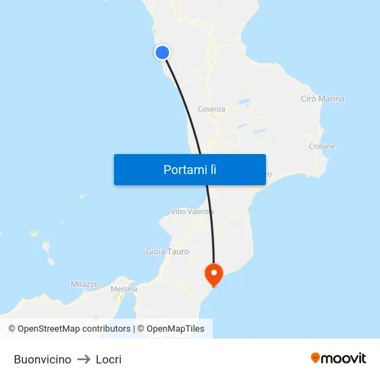 Buonvicino to Locri map