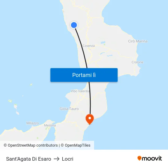 Sant'Agata Di Esaro to Locri map