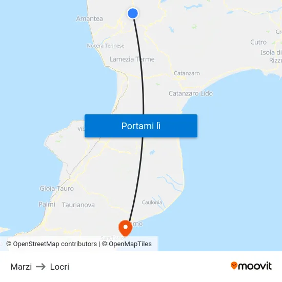 Marzi to Locri map