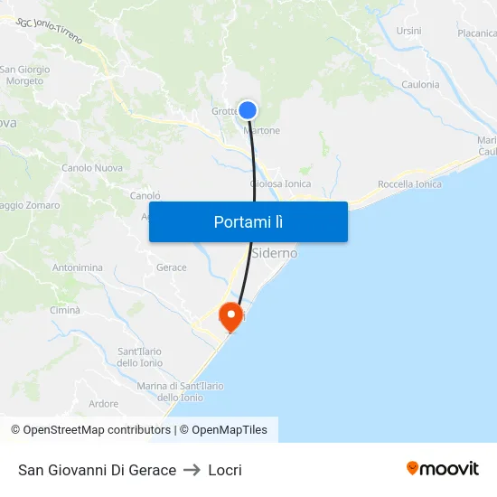 San Giovanni Di Gerace to Locri map