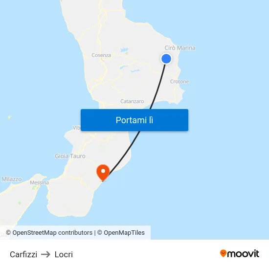 Carfizzi to Locri map