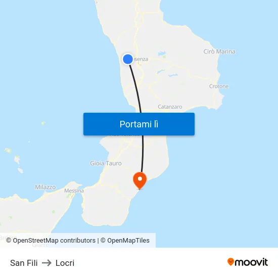 San Fili to Locri map