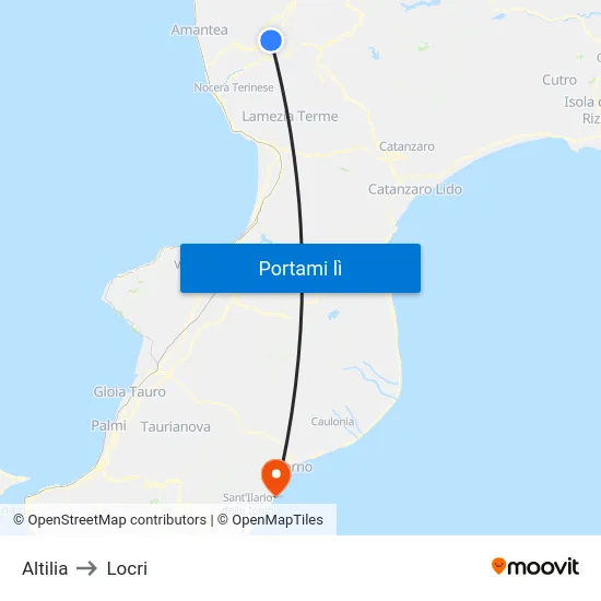Altilia to Locri map