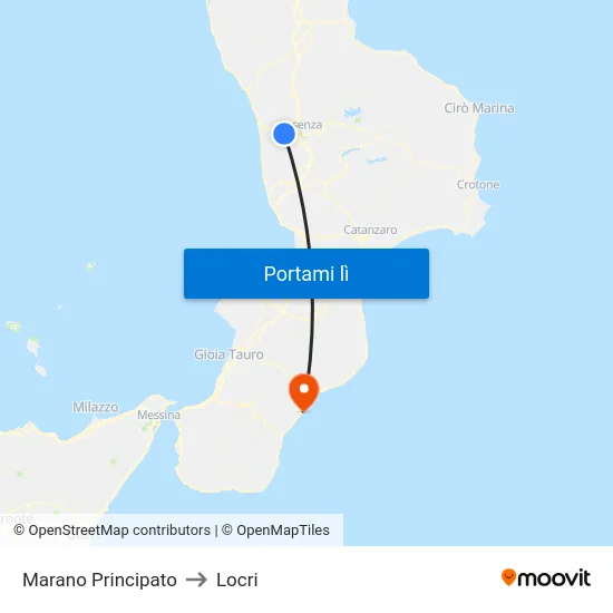 Marano Principato to Locri map