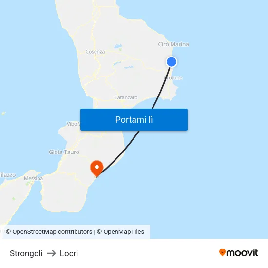 Strongoli to Locri map