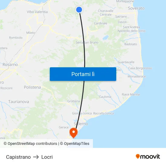 Capistrano to Locri map
