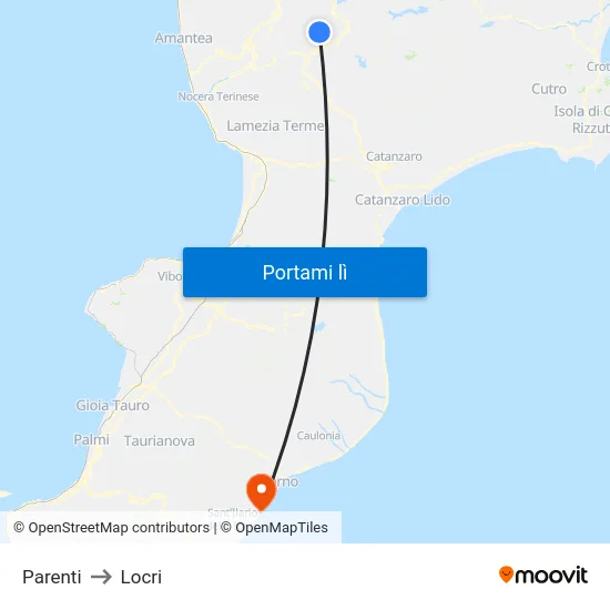 Parenti to Locri map