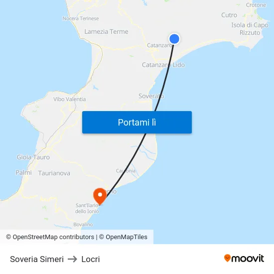 Soveria Simeri to Locri map