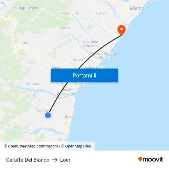 Caraffa Del Bianco to Locri map