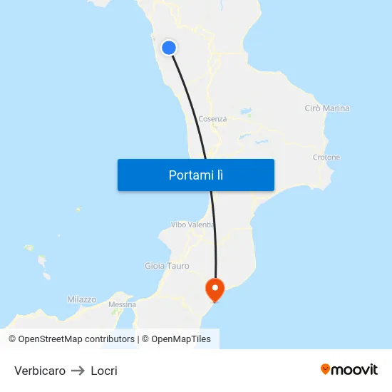 Verbicaro to Locri map