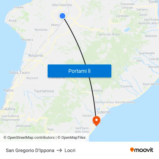 San Gregorio D'Ippona to Locri map