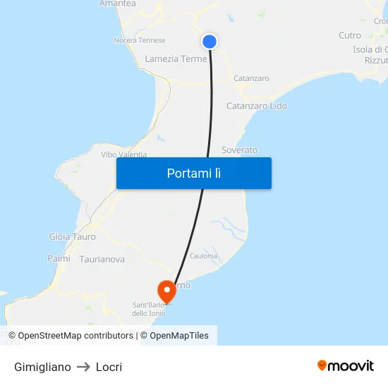 Gimigliano to Locri map