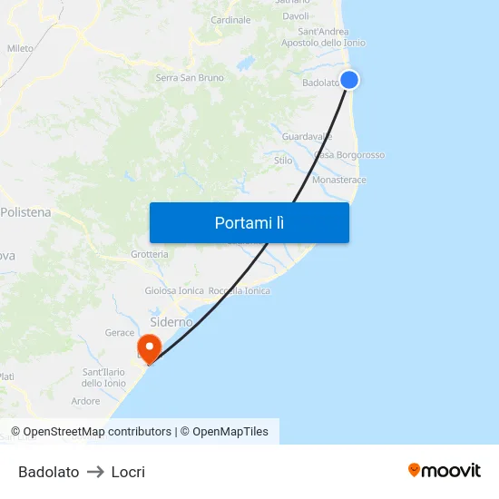 Badolato to Locri map