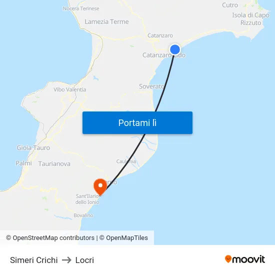 Simeri Crichi to Locri map