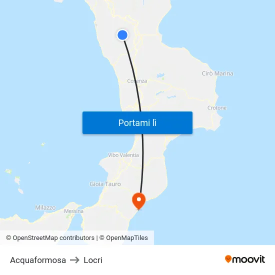 Acquaformosa to Locri map