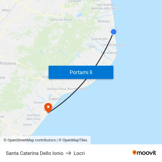 Santa Caterina Dello Ionio to Locri map