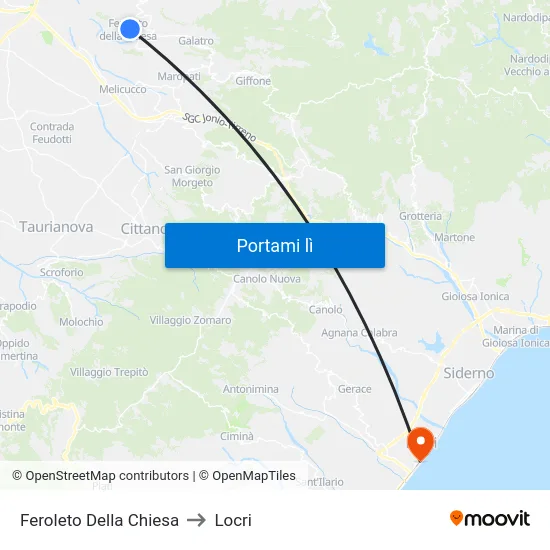 Feroleto Della Chiesa to Locri map