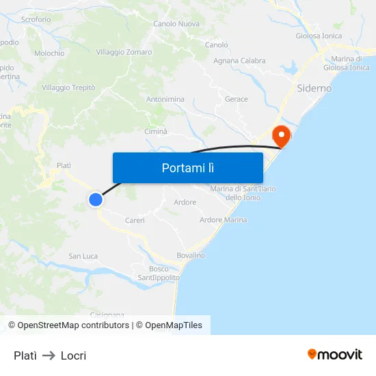 Platì to Locri map