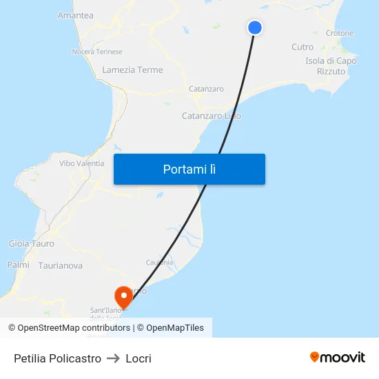 Petilia Policastro to Locri map