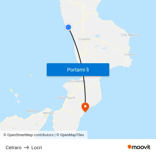 Cetraro to Locri map