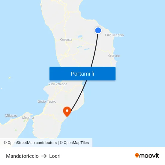 Mandatoriccio to Locri map
