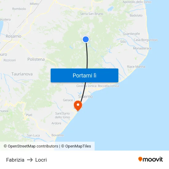Fabrizia to Locri map