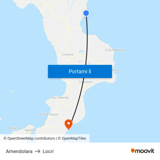 Amendolara to Locri map