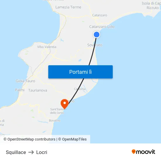 Squillace to Locri map