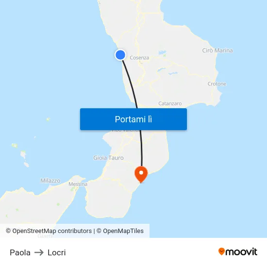 Paola to Locri map