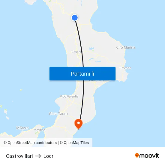 Castrovillari to Locri map