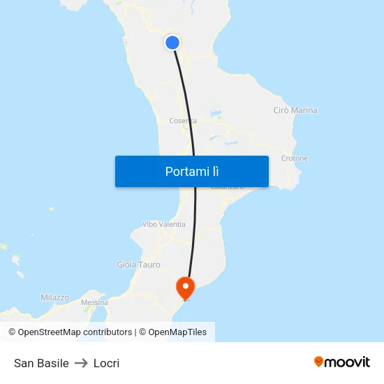 San Basile to Locri map