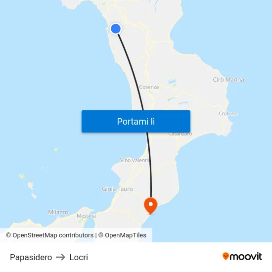 Papasidero to Locri map