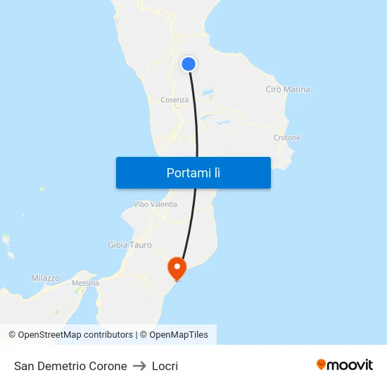 San Demetrio Corone to Locri map