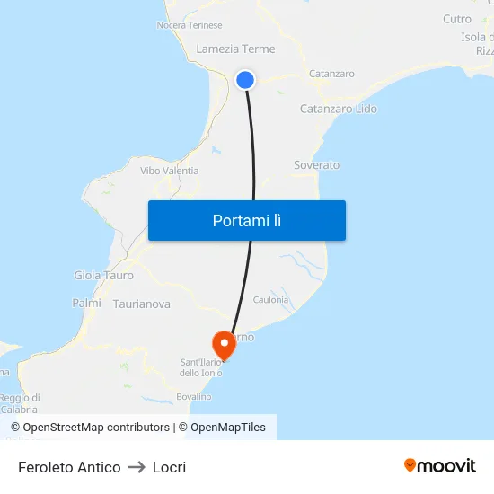 Feroleto Antico to Locri map