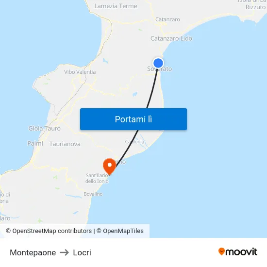 Montepaone to Locri map