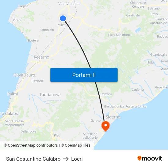 San Costantino Calabro to Locri map
