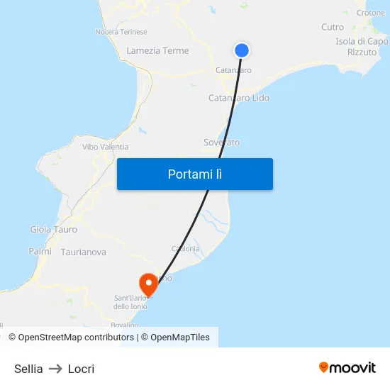 Sellia to Locri map