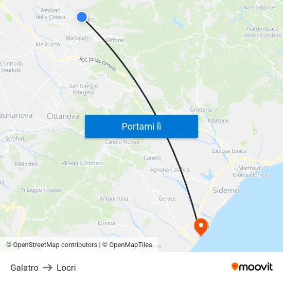 Galatro to Locri map
