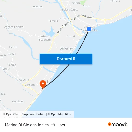 Marina Di Gioiosa Ionica to Locri map