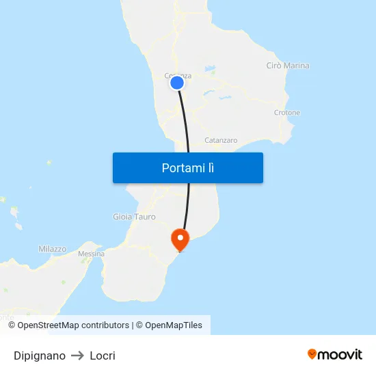 Dipignano to Locri map